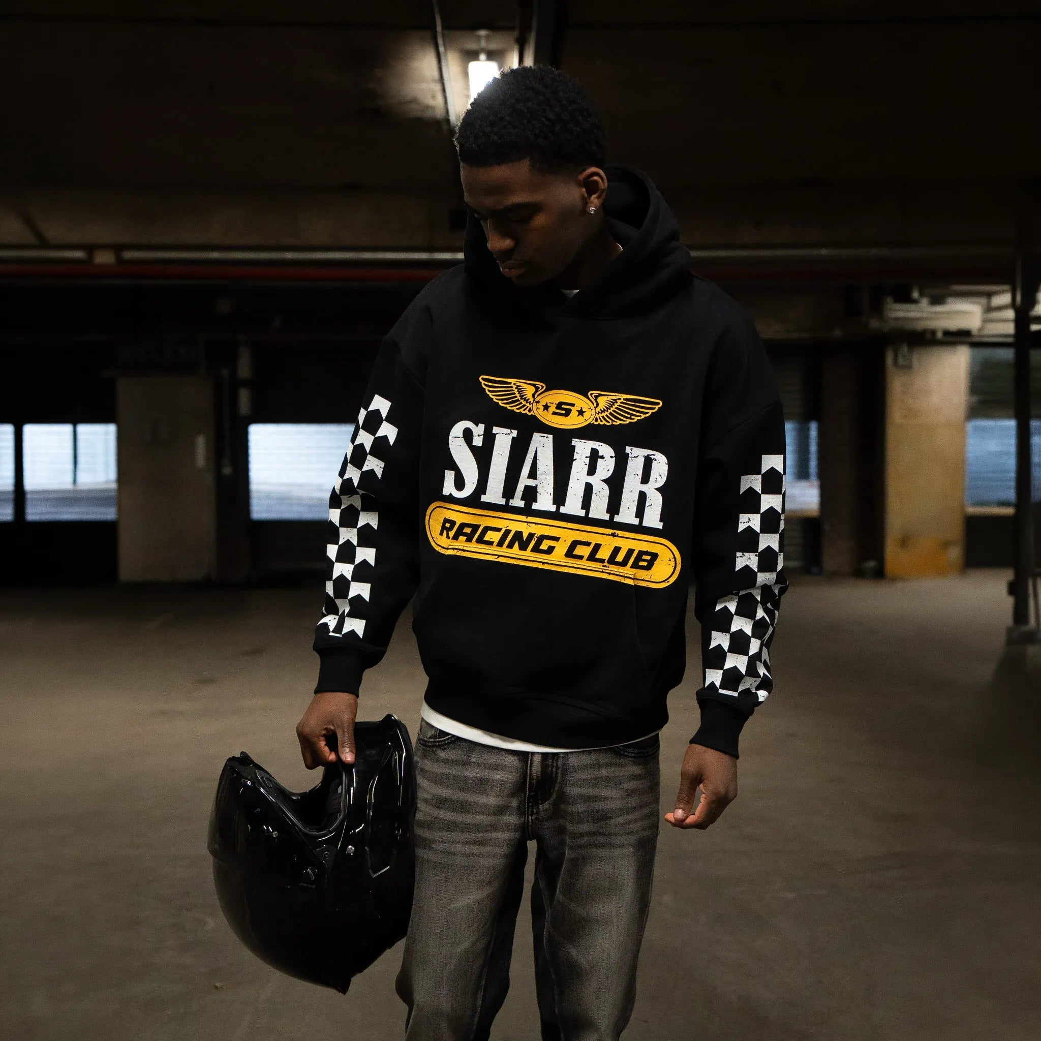 Front View of SIARR Racing Club Black Hoodie